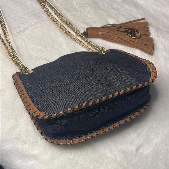 Michael Kors Denim and Tan leather Chain Shoulder/Crossbody Bag - Picture 3 of 16